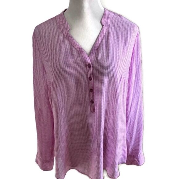 a.n.a. Long Sleeve Sheer Pink Tunic Sz L - Picture 1 of 7